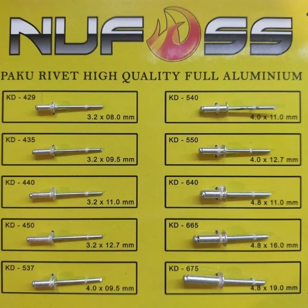 NUFOSS Paku Rivet Keling Baut Sambung Ripet Aluminium HIGH QUALITY
