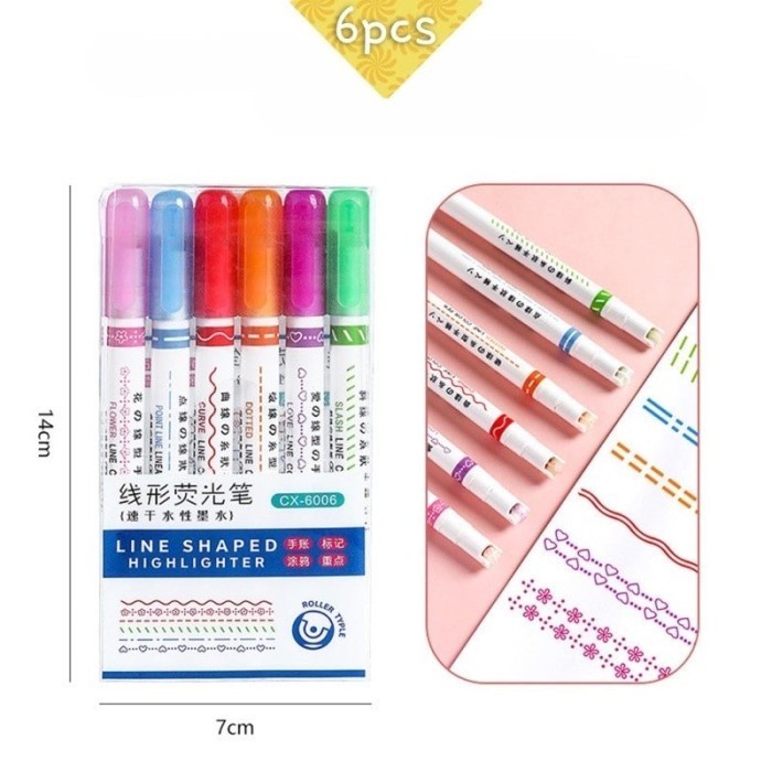 CURVE HIGHLIGHTER PEN ISI 6PCS ORIGINAL