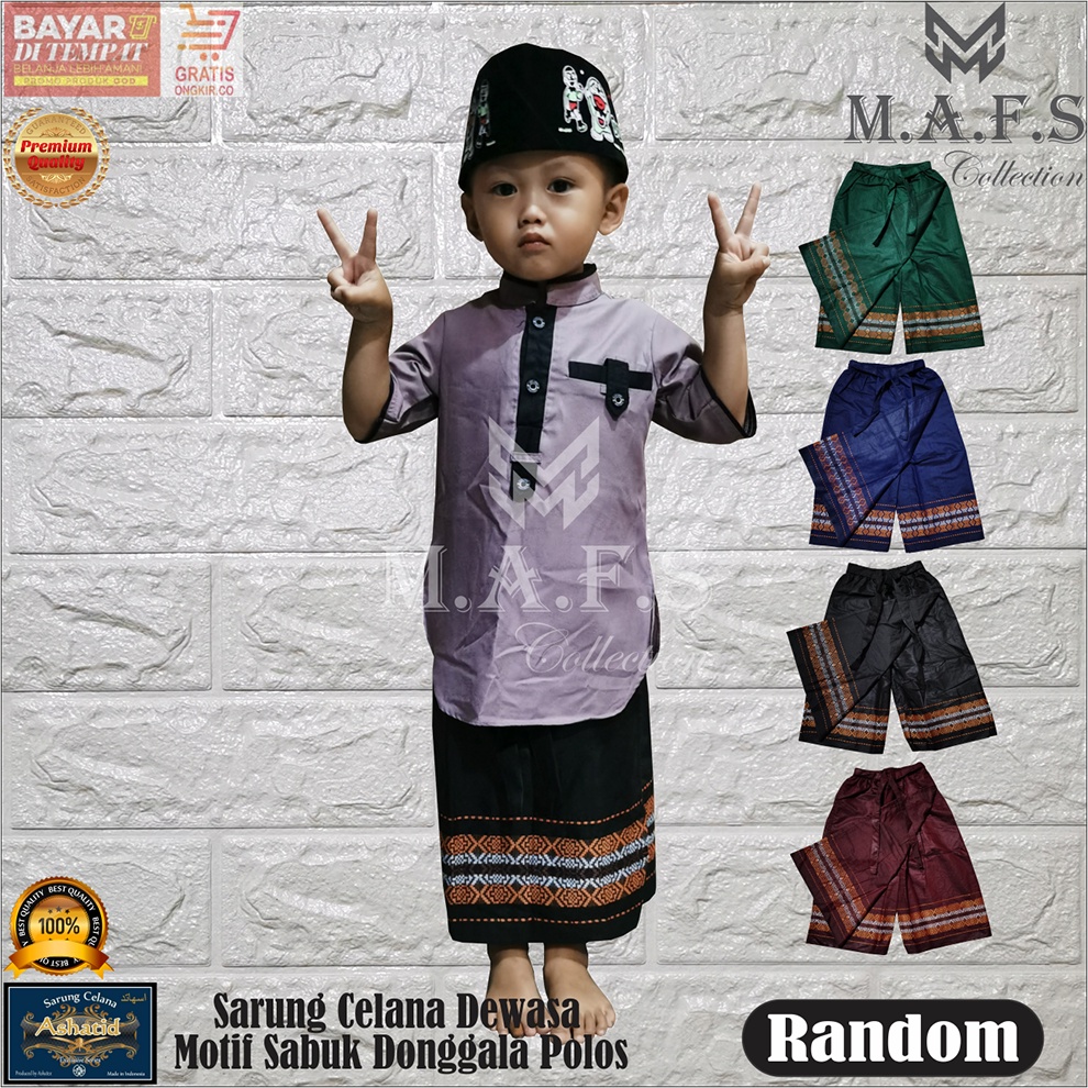 SARUNG CELANA ANAK MOTIF POLOS SABUK DONGGALA NEW 1-7 Thn