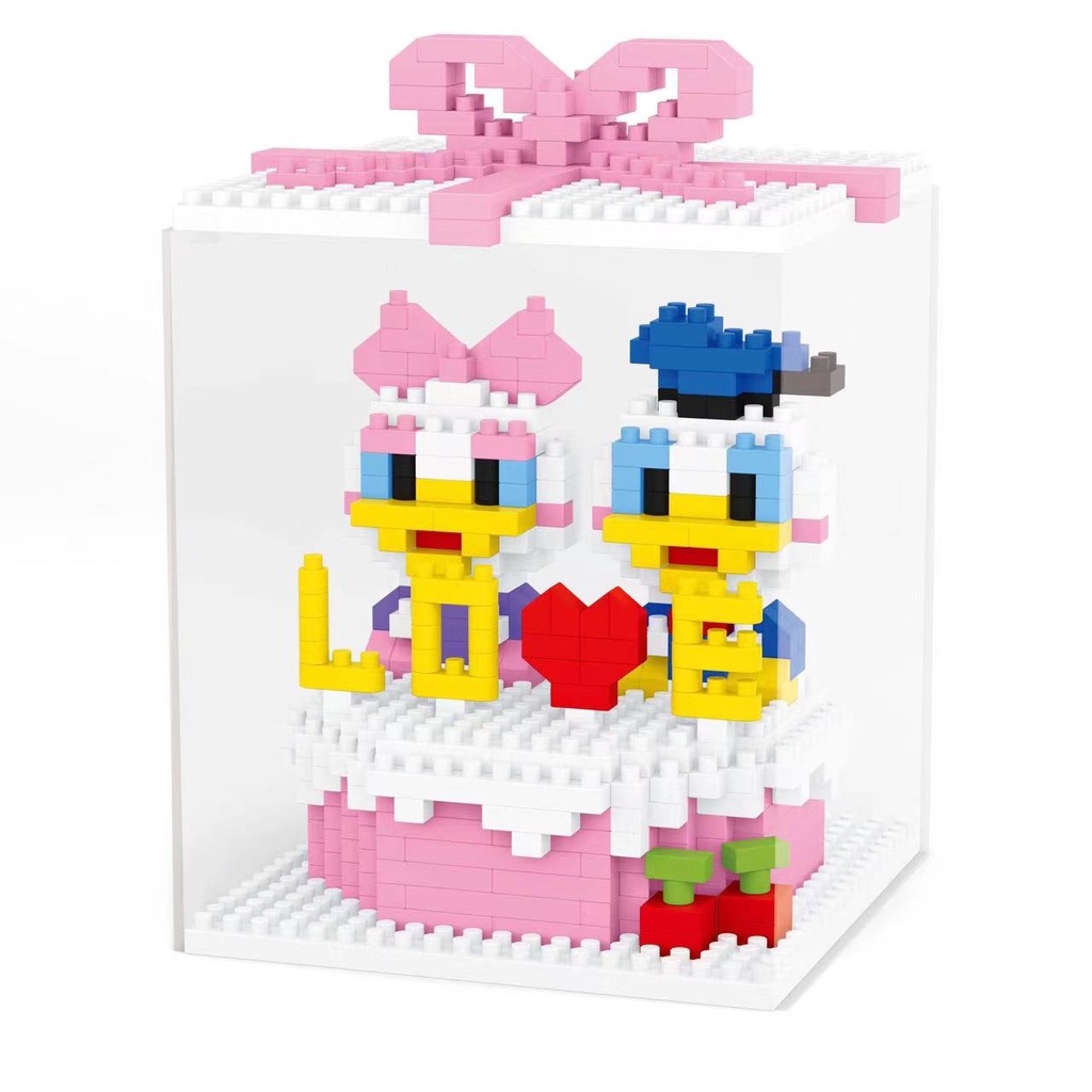 Diy Blok Bangunan Partikel Kecil Donald Duck Couple Bintang Embun Dan Karakter Kartun Lainnya Merakit Mainan Blok Bangunan Kue Ulang Tahun