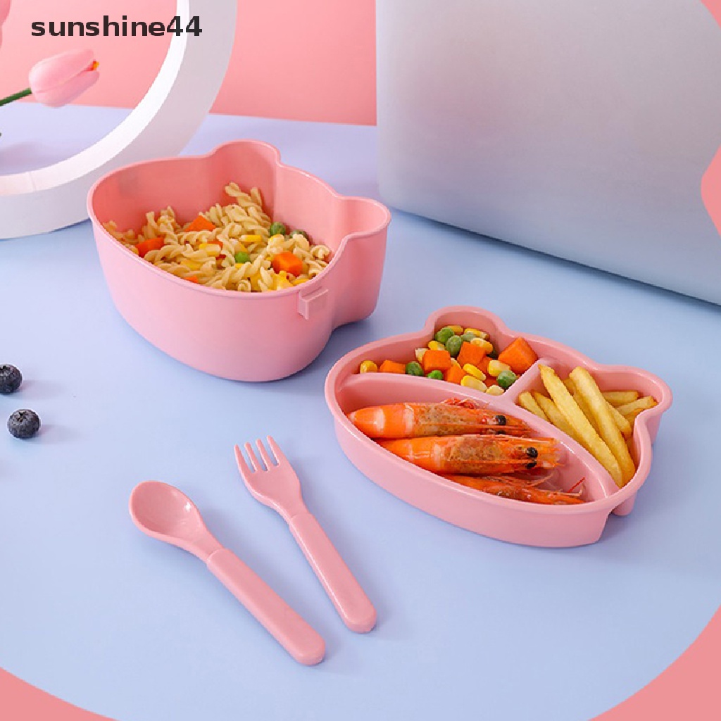 Sunshine Lunch Box 2layer Microwave Sealing Bento Box Wadah Makanan Dengan Peralatan Makan.