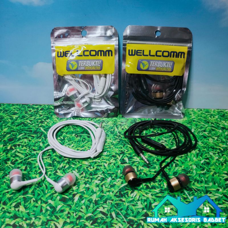 HF WELLCOMM HM-001 Earphone Hansfree headset super Mega bass