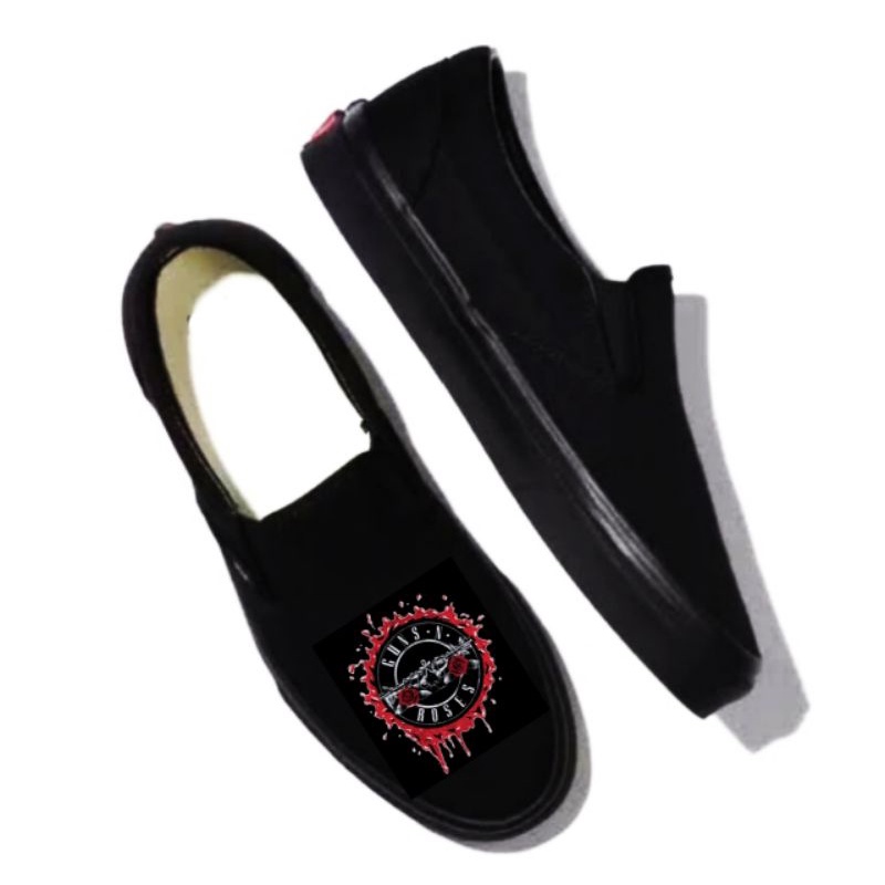 SEPATU SLIP ON GNR FULL BLACK [PREMIUM QUALITY