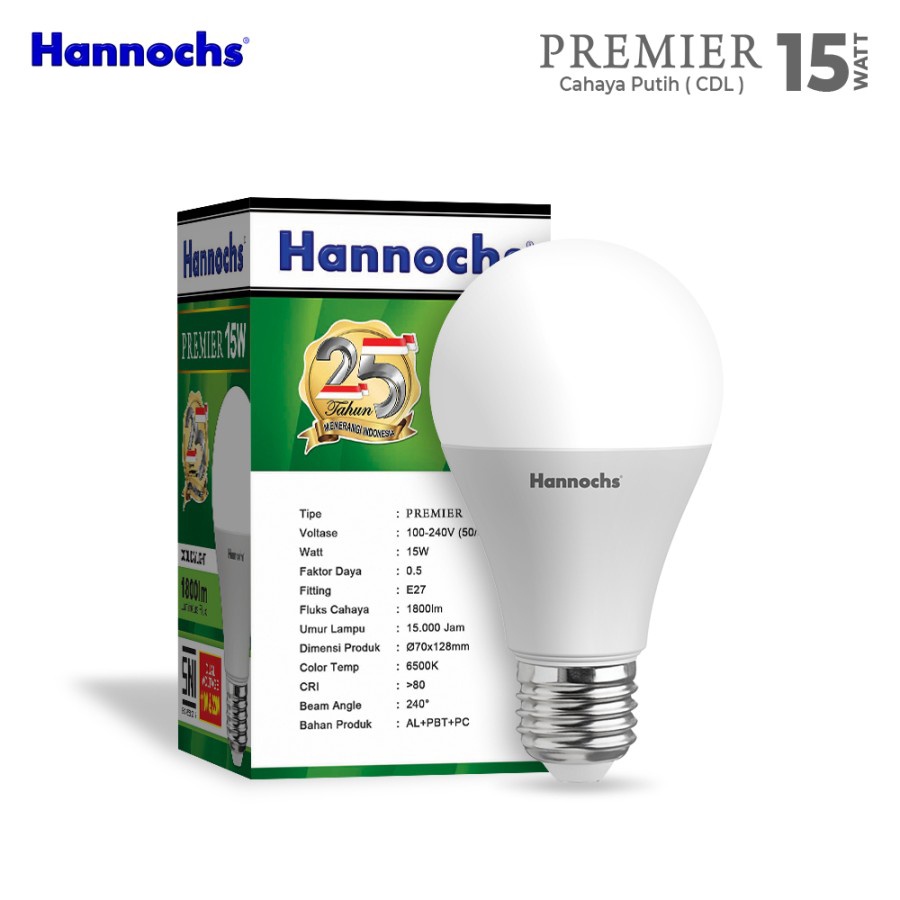 Hannochs Premier Lampu LED 15 Watt CDL Putih SNI Original