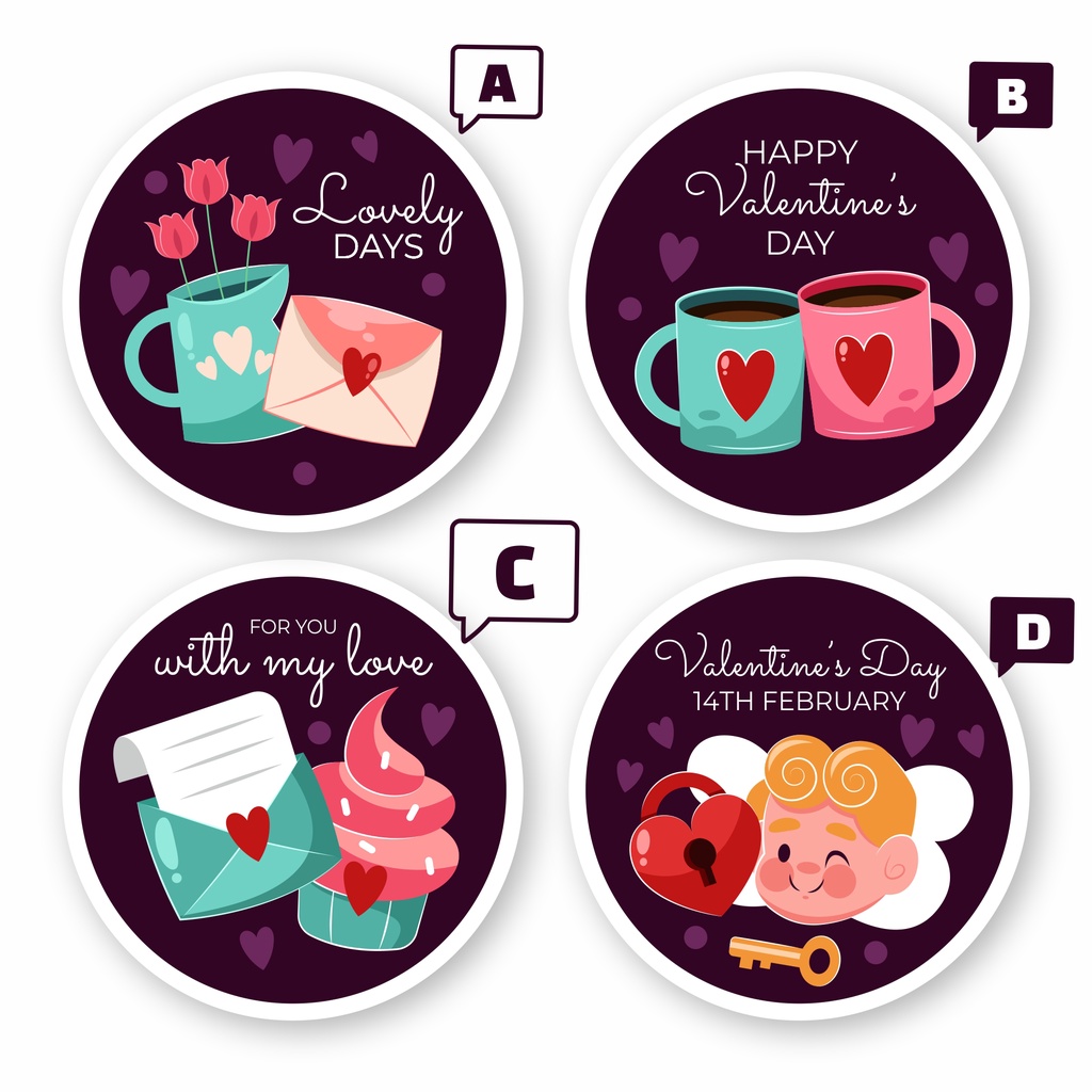 

Stiker dan Hang Tag Label Gantung Hampers tema Valentine Romantis