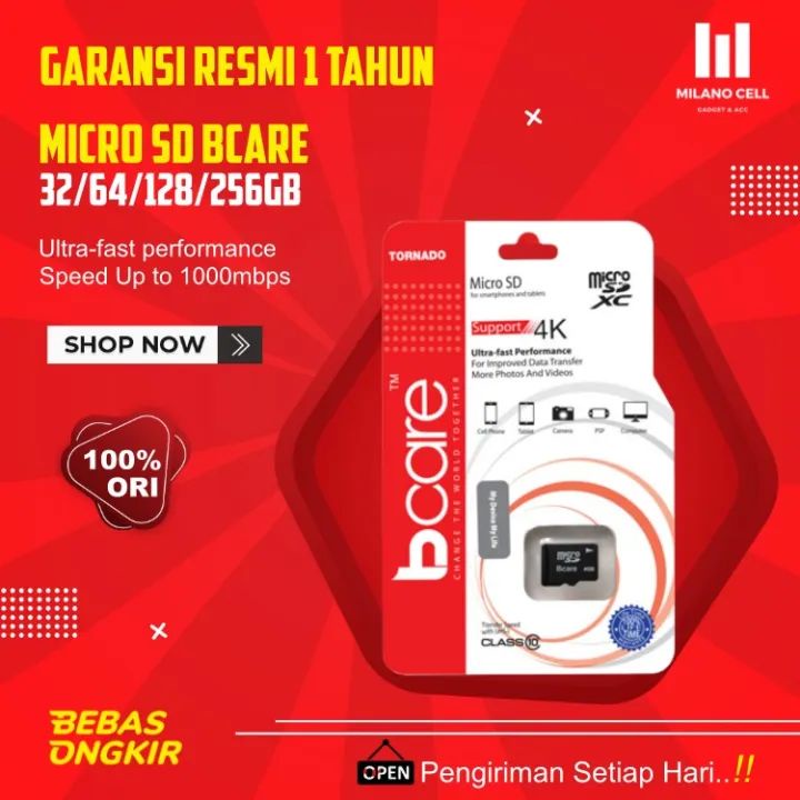 (ORIGINAL) BCare Memory Microsd Original Micro SD SDHC 16gb 32gb V10 A1 UHS-1 32 GB Class 10 Garansi Resmi