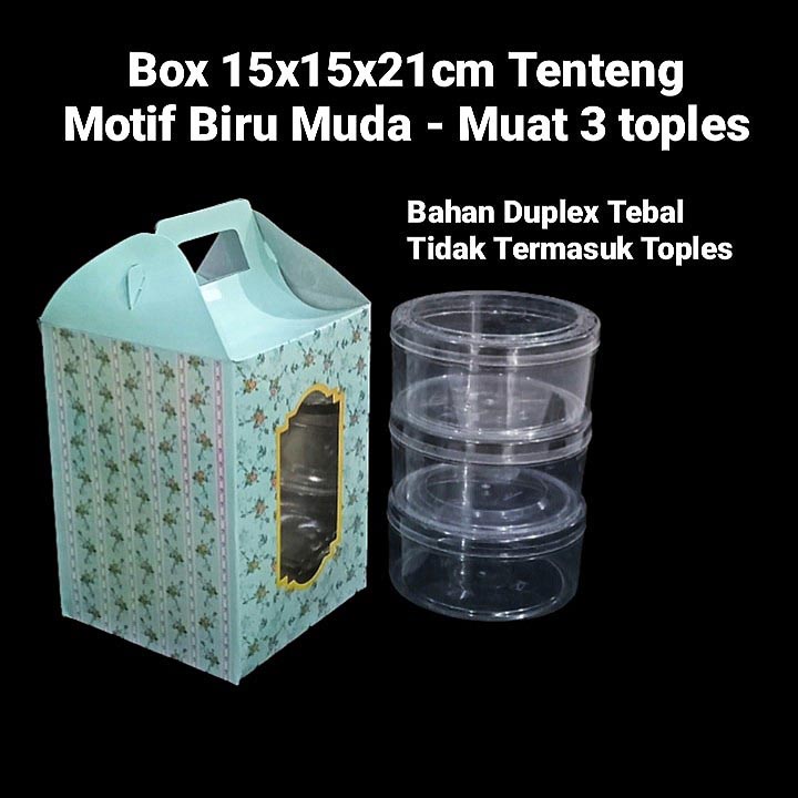 

5 Pcs Box Jinjing isi 3 Toples 500 gr Kardus Kue Kering Lebaran Idul Fitri Packaging Kotak Hampers Uk 15x15x21 cm