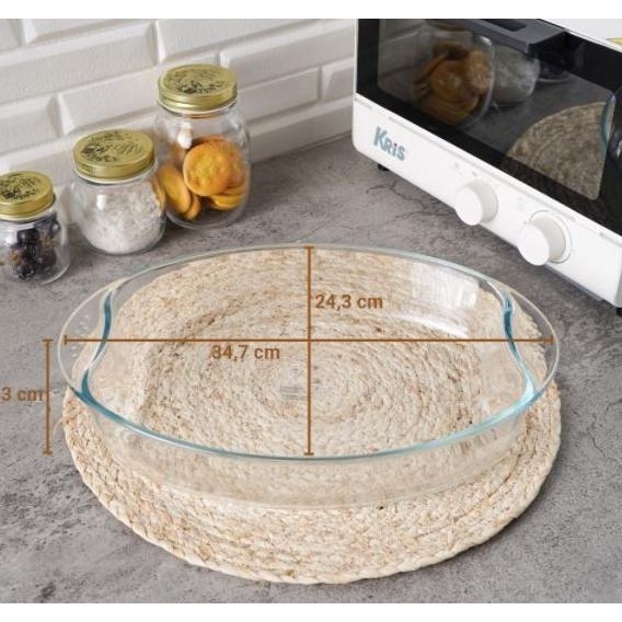 loyang kaca casserole Wadah piring saji makanan oven microwave safe -