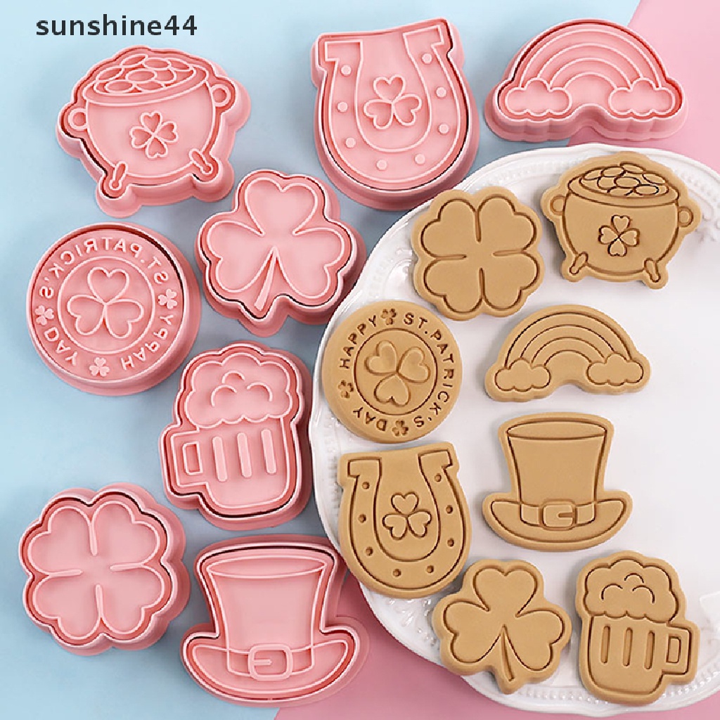 Sunshine 8Pcs/set 3D St. Patrick's Day Cookie Cutters Biscuit Mold Cetakan Kue Kering Stamp Party Decor Baking Tools.