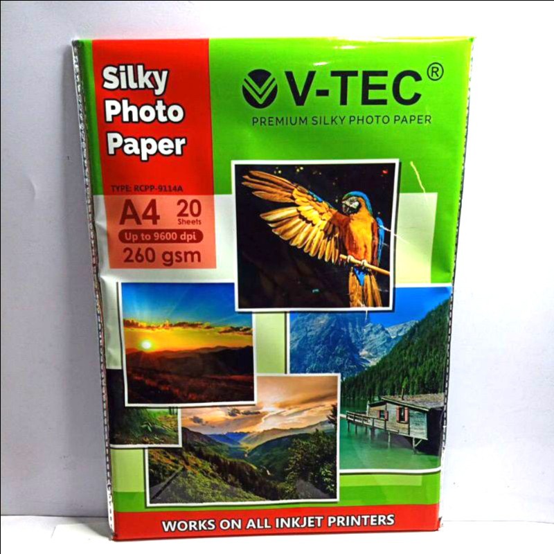 

V-TEC Silky Photo Paper A4 260gsm (Type: RCPP-9114A)