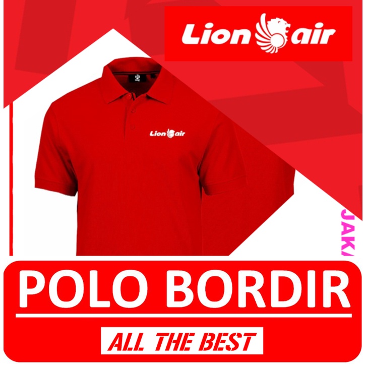 Polo BORDIR LION AIR LION GROUP PENERBANGAN Baju Pria Wanita Dewasa Pakaian Baju Laki Laki Dewasa Te