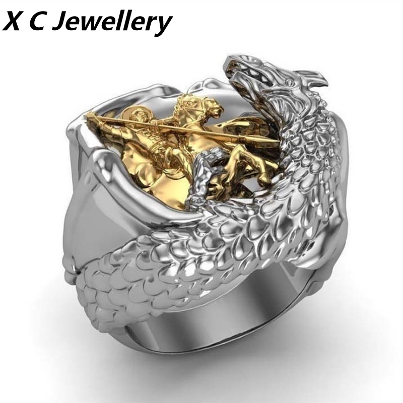 [X C Jewelry] Hip Hop Vintage Pria Fashion Naga Cincin Aksesoris Perhiasan Pesta