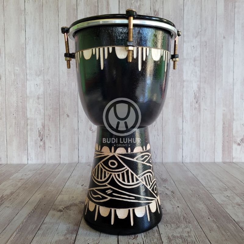 PRODUK BARU Jimbe Mika Darbuka 6 inch Kendang Gendang Jimbe Calti Motif Ukir Black Edition Model Baut Bonus Kunci L