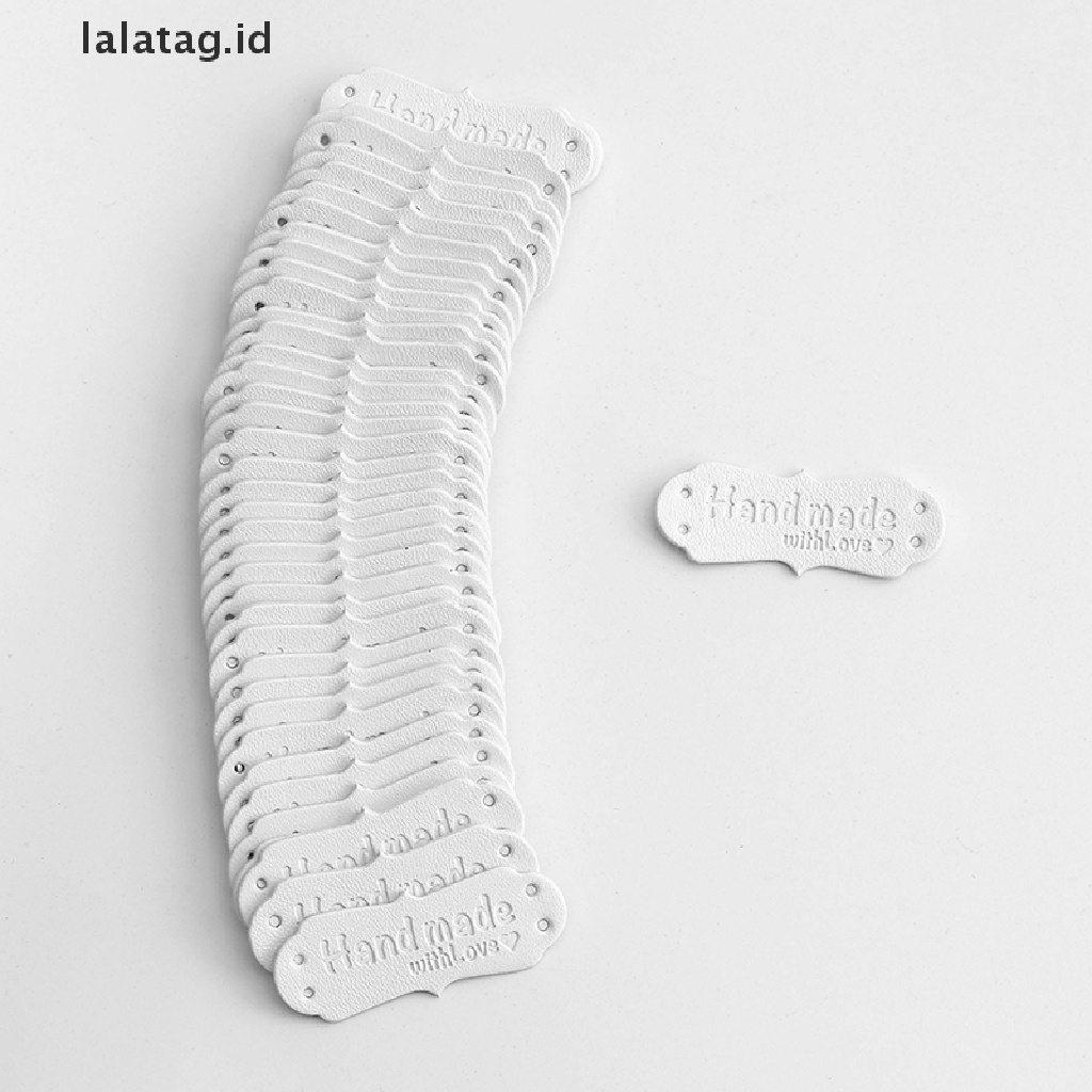 [lalatag] 50pcs Tag Kulit PU Handmade Dengan Label Love Jahit Craft DIY Knit Tag [ID]