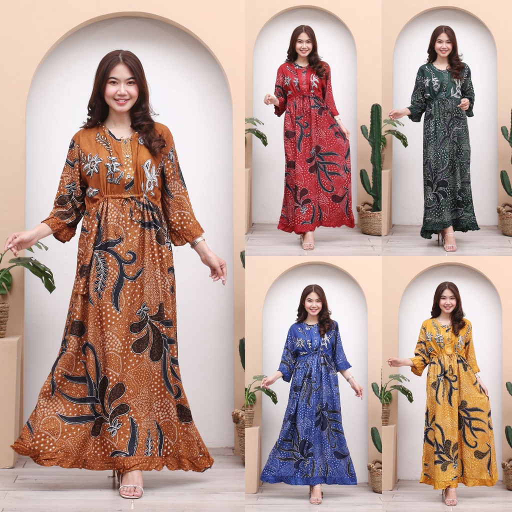 Longdres Batik Maura AURISTELA Daster busui  Baju batik  Baju tidur  Dress batik