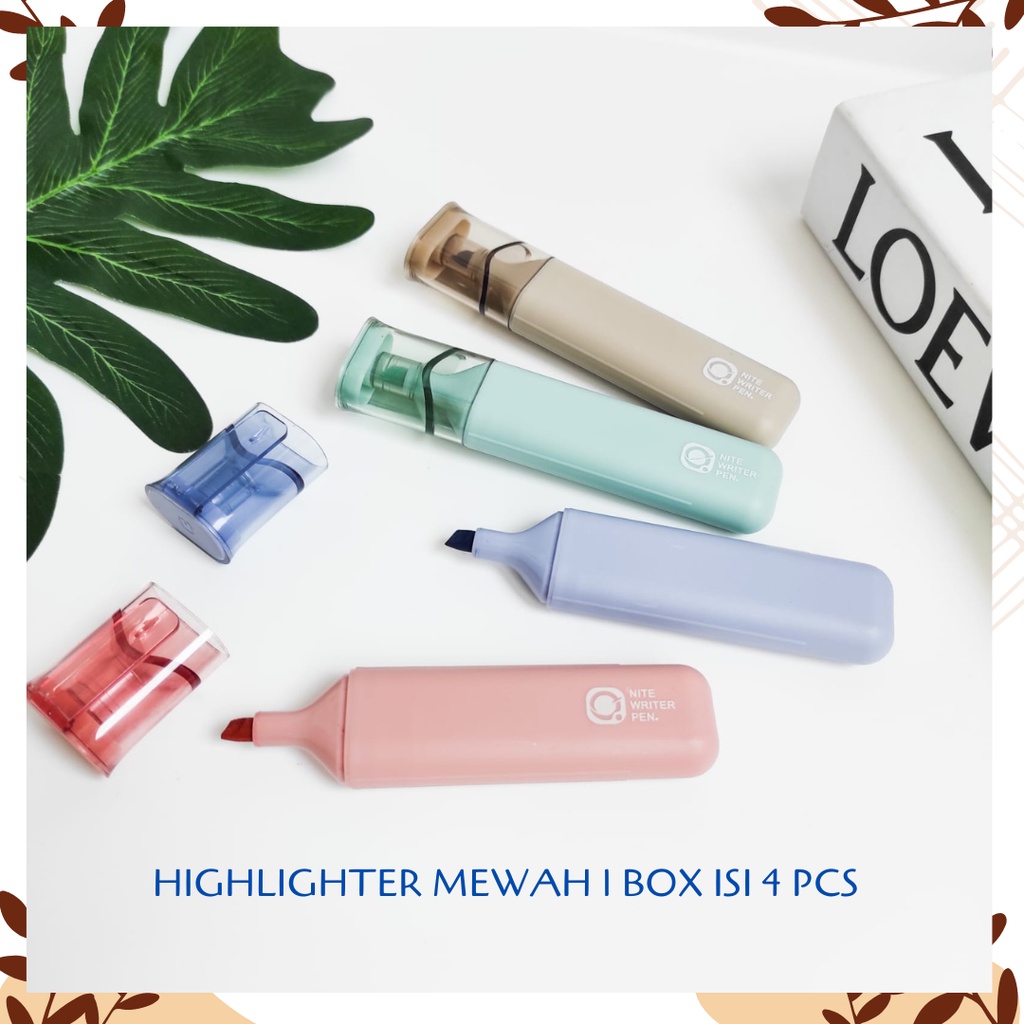 

HIGHLIGHTER MEWAH KARAKTER 1 BOX ISI 4 PCS ALAT TULIS KEKINIAN STABILO SPIDOL WARNA WARNI