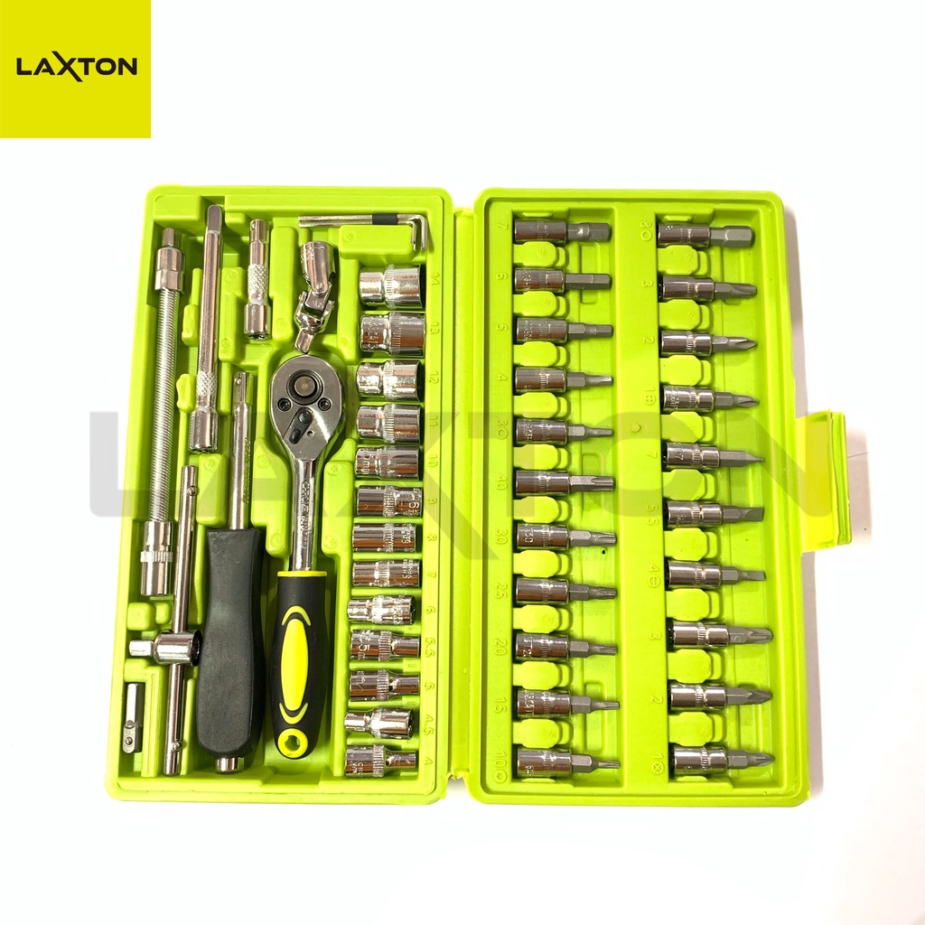 LAXTON kunci sok shock set motor socket 46 pcs L03-046 MURAH LARIS