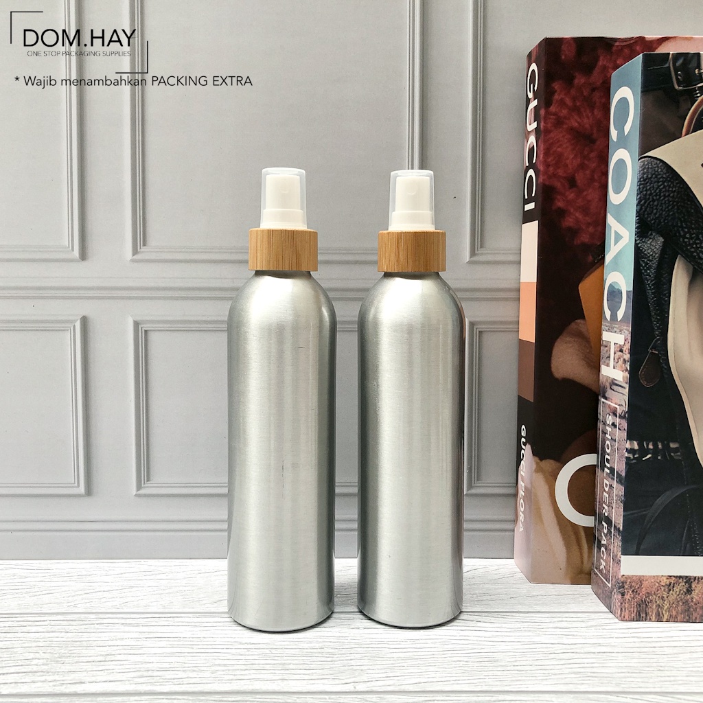 250ml Botol Aluminium  Tutup Spray Wood Kemasan Packaging Anti Karat DH