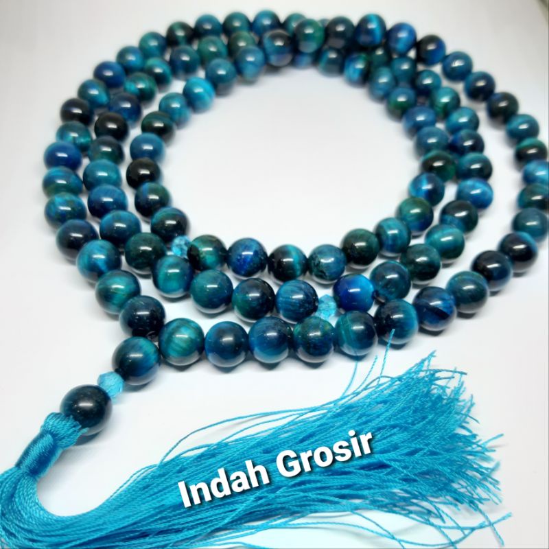 TASBIH BATU TIGER EYE BLUE 10MM 99BUTIR ORIGINAL