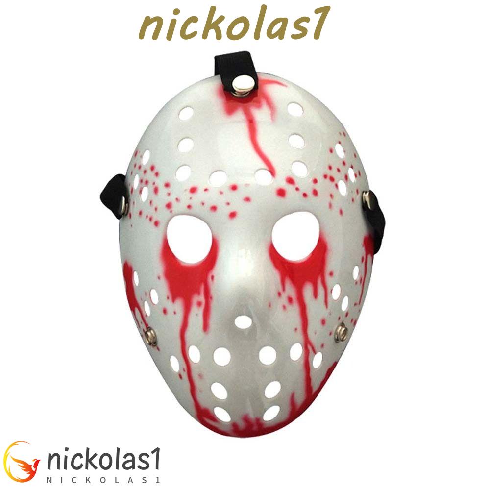 Nickolas1 Topeng Hoki Masquerade Festival Plastik Pesta Properti Jason Voorhees Kostum Cosplay Topeng Wajah Topeng Halloween