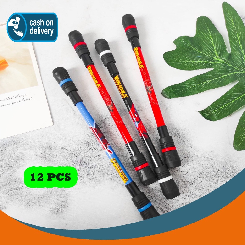 

SELUSIN PULPEN MAINAN PUTAR MAGNET SPIDERMAN SUPERHERO ISI 12 PCS SPINNING ALAT TULIS BOLPOIN UNIK IMUT MURAH PEN GEL KARAKTER LUCU MURAH PENA