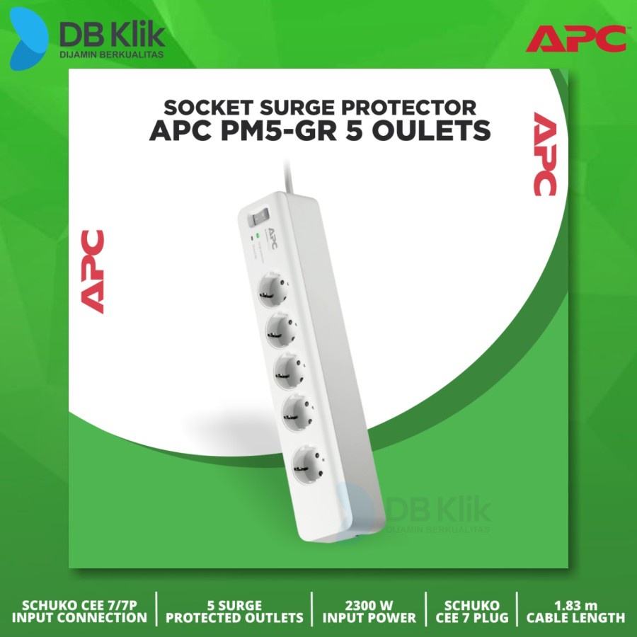 Socket Surge Protector APC PM5-GR 5oulets-Colokan Anti Petir APC PM5GR