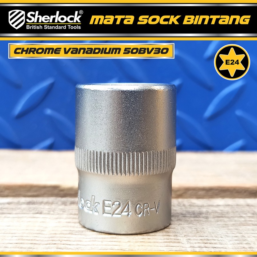 Kunci Shock Bintang Sok E24 1/2 inch Drive Star Socket Sherlock