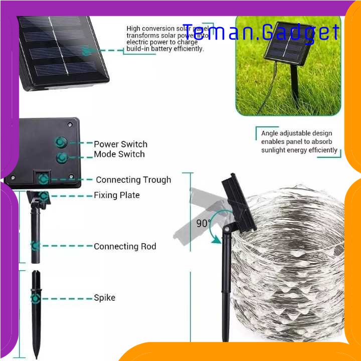 TG - LMP TaffLED Lampu Hias Tumblr Dekorasi with Solar Panel 100 LED 12 Meter - OKLED12