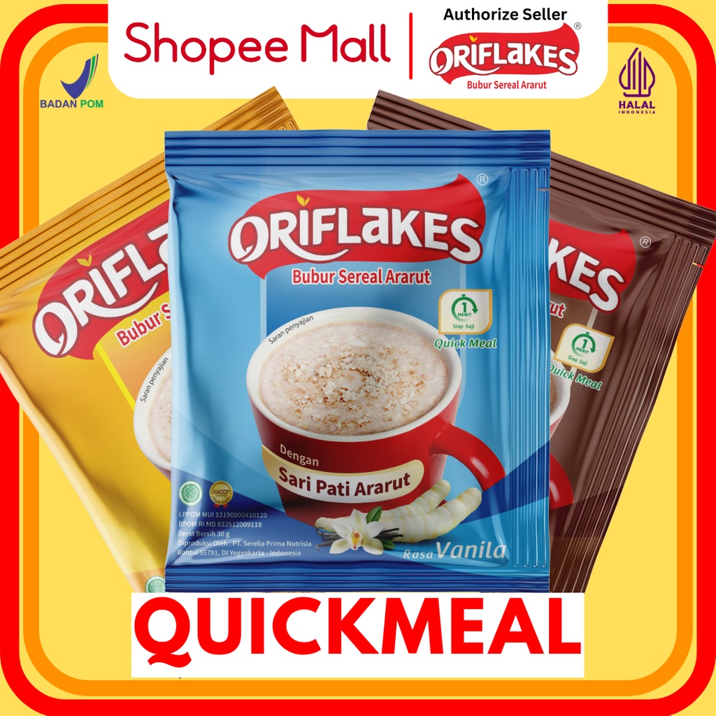 

Oriflakes Quickmeal Bubur Sereal Ararut Siap Saji 300 gram (10 sachet @30 gram)
