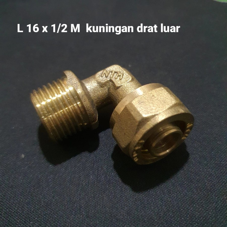 KNEE L16X 1/2MALE KUNINGAN DRAT LUAR SAMBUNGAN WATER HEATER AIR PANAS