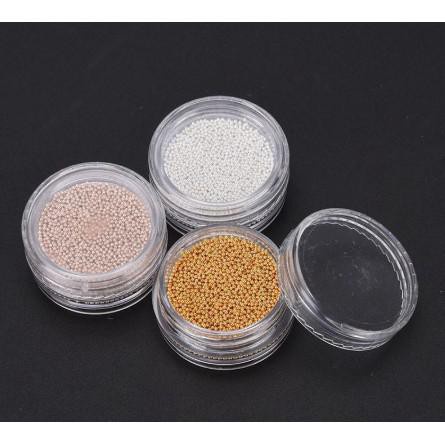 Manik-Manik Bola Baja Mini 3D 1mm Warna Emas / Silver untuk nailart