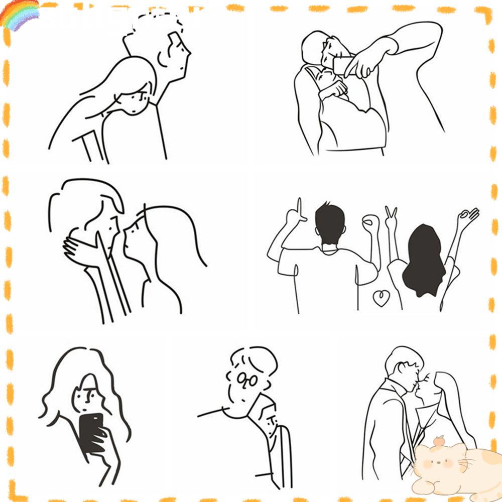 Solighter Couple Potrait Stiker Kreatif Kamar Mandi Wallpaper Dekorasi Rumah Wall Art