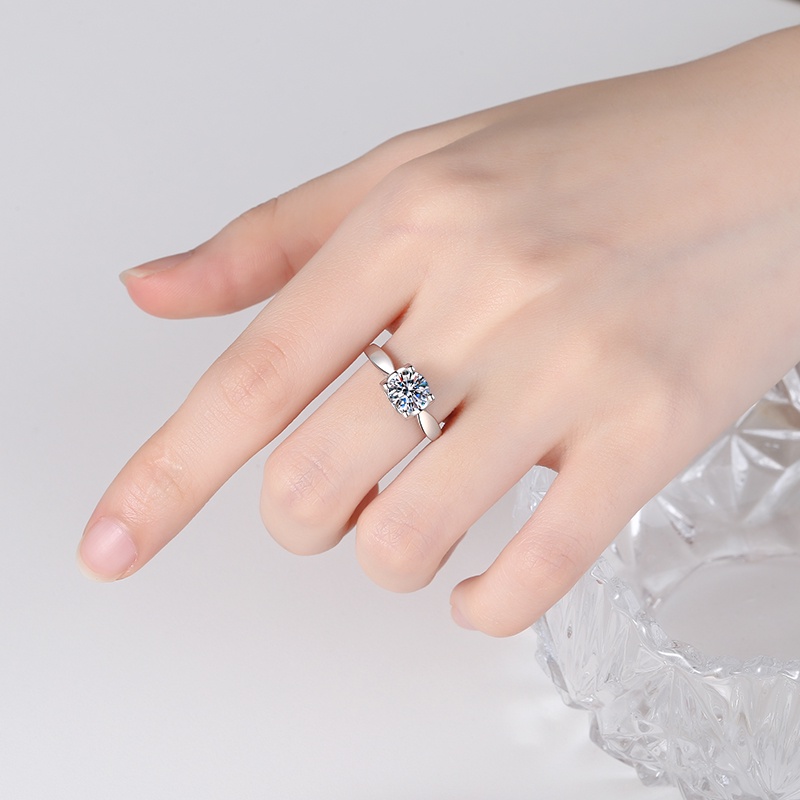 Cincin Warna Perak Kristal Besar Untuk Lady Perempuan Pesta Pernikahan Bersinar Mewah Jari Rings Perhiasan Hadiah