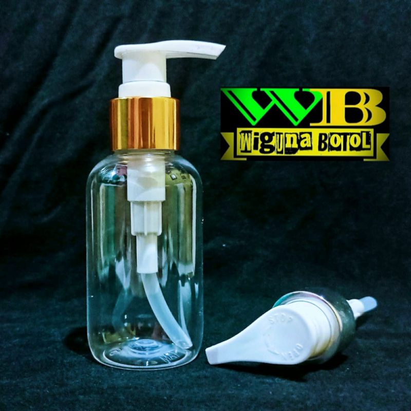 BOTOL PUMP 100ML / BOTOL PET 100ML SBR TUTUP PUMP LOTION RING ALUMUNIUM