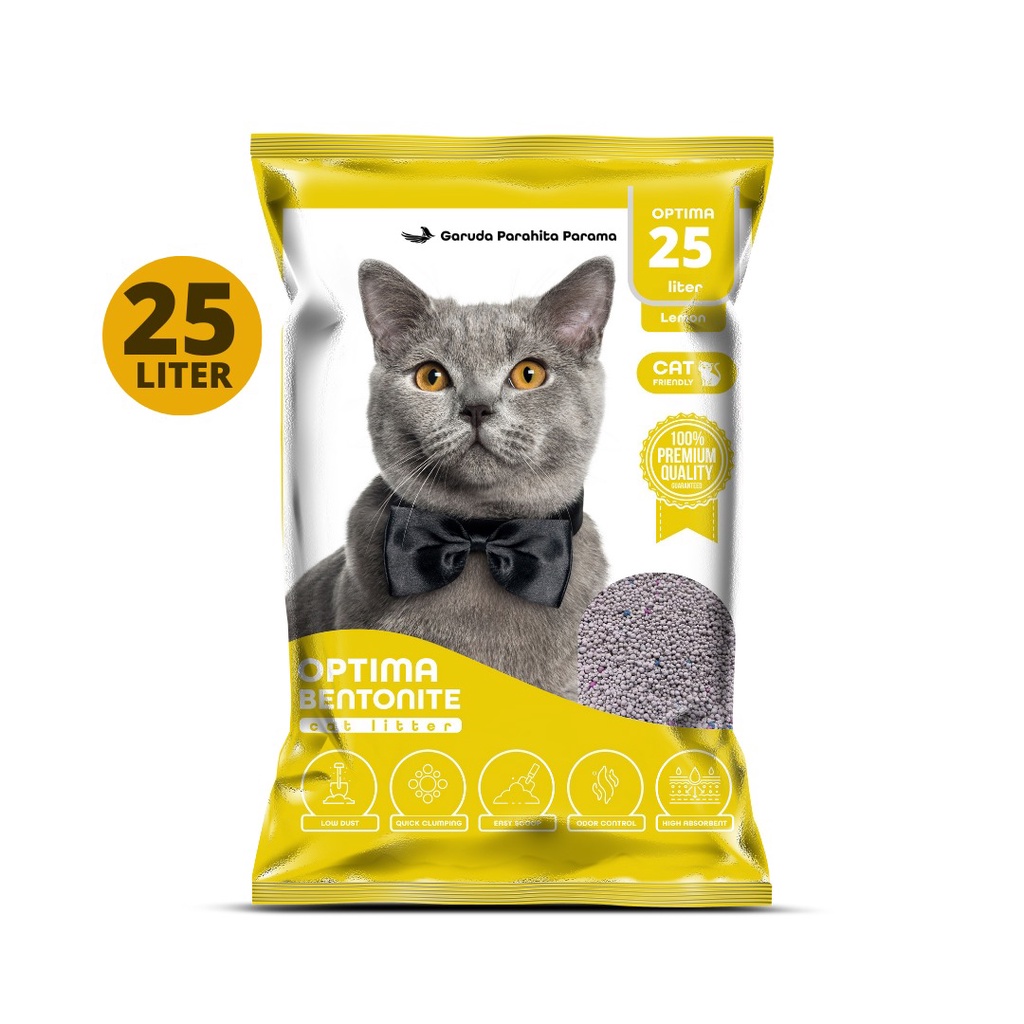 Pasir Kucing Gumpal Wangi OPTIMA Cat Litter Premium Lemon 25 LITER