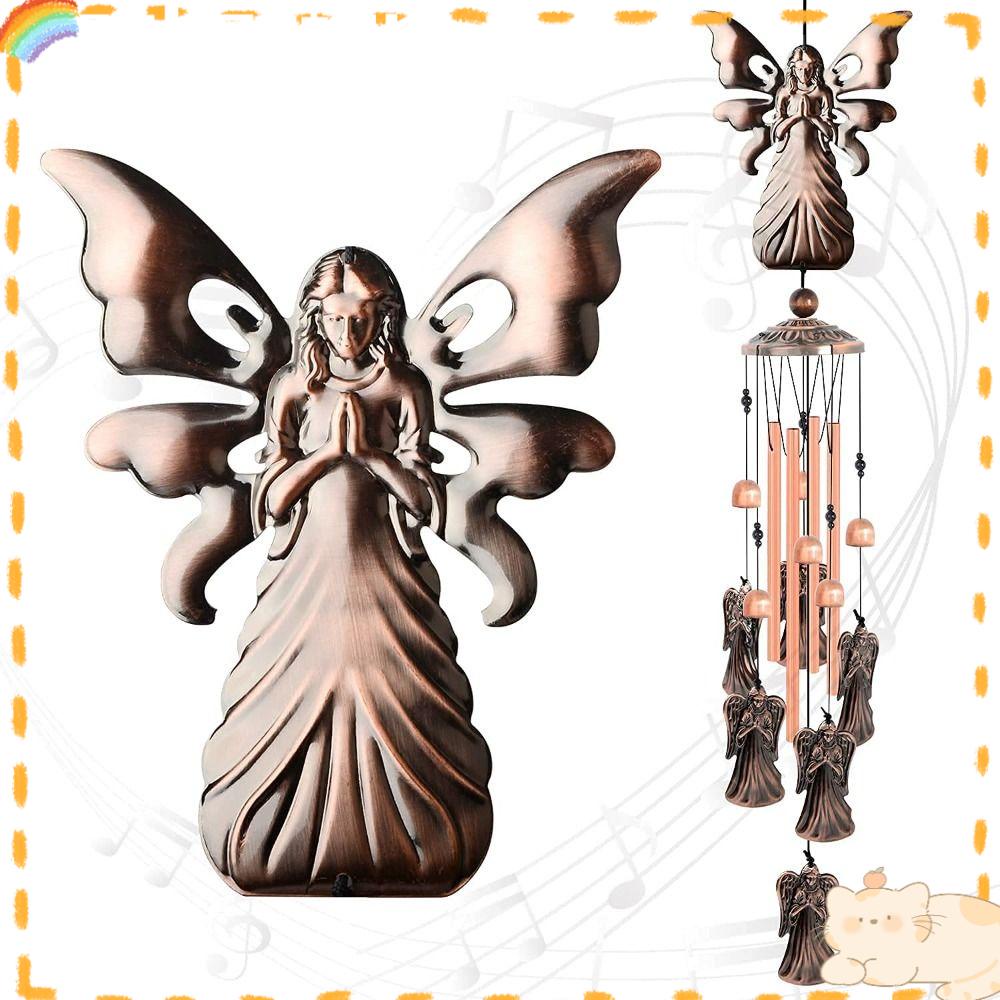 Solighter Angel Wind Chime Retro Yard Outdoor Metal Aluminium Tabung Liontin Dekorasi