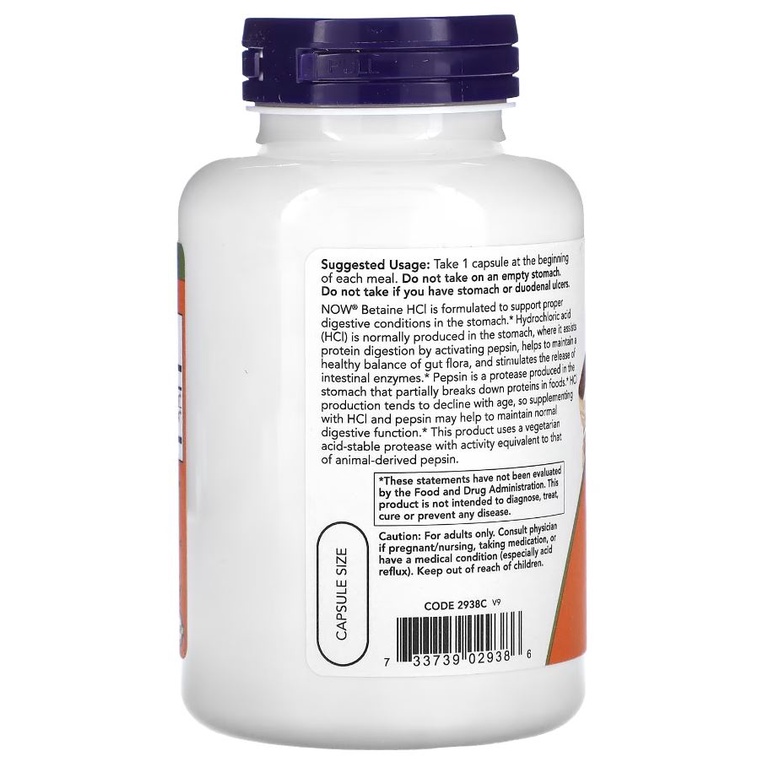 Now Foods Betaine HCL 648 mg 120 Veg Now Betaine Now Food Betaine