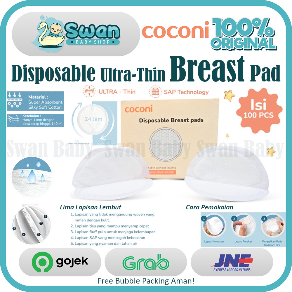 Coconi Disposable Ultra-thin Breast Pad / Busa Penyerap ASI 100 Pcs