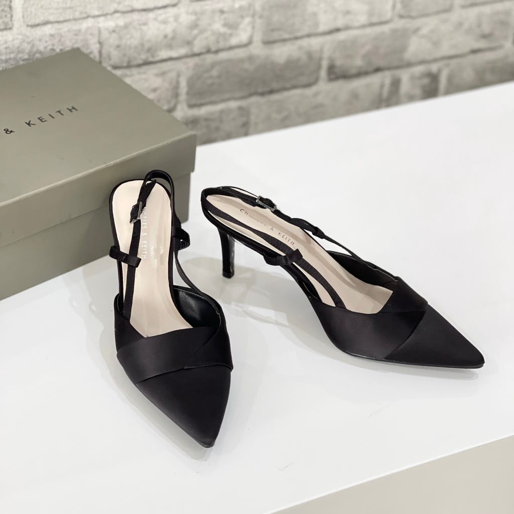 SEPATU WANITA CNK-3505 SATIN SLINGBACK PUMPS HEELS 6CM
