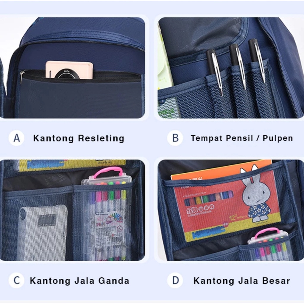 Tas Ransel Sekolah Anak Cowok SD SMP Backpack Import Anak Laki Model Pintu Kulkas 666/18817