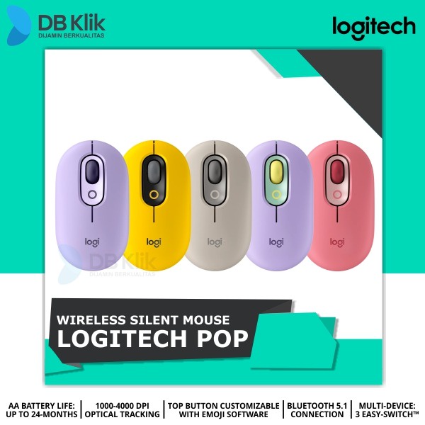 Mouse Logitech POP with Emoji Keys Wireless Bluetooth Silent |