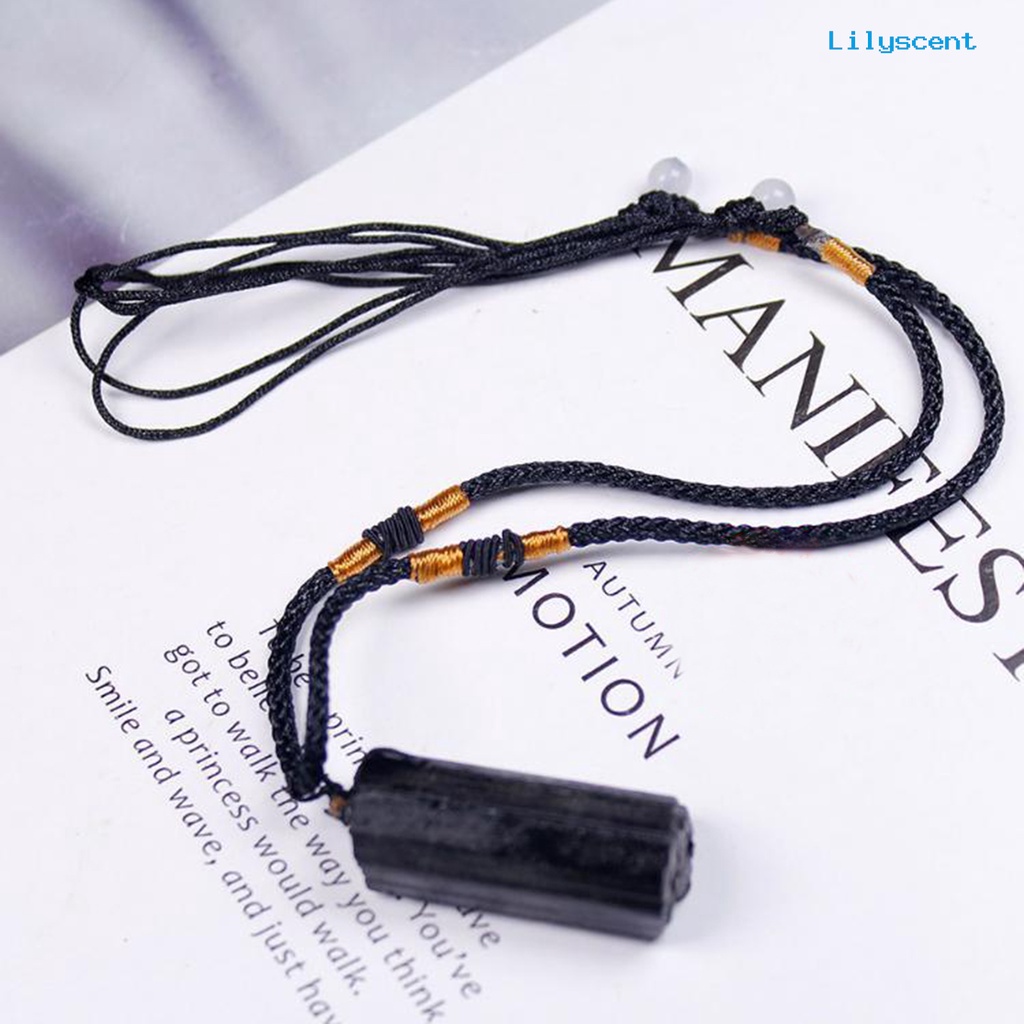 Ls Kalung Tali Faux Tourmaline Stone Pillar Pendant Fashion Perhiasan Kalung Unisex Untuk Pesta