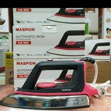 PAKET MASPION AUTOMATIC IRON SETRIKA HA-390 FREE STOP KONTAK 4 LUBANG PANJANG KBL 5M ORI