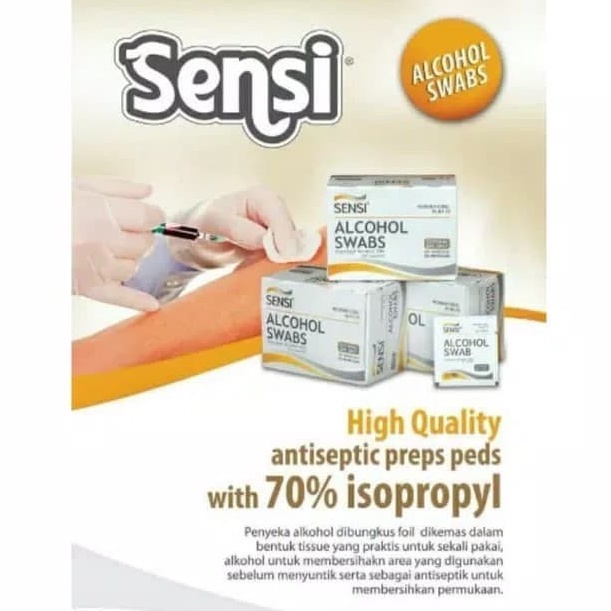 Alkohol Swab / Tissue Alkohol Pembersih / Alcohol Swabs SENSI isi 100