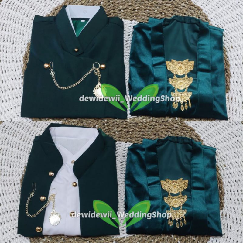 [1 Set] Beskap + Kebaya / Warna Hijau Botol || Atasan Baju Prewedding