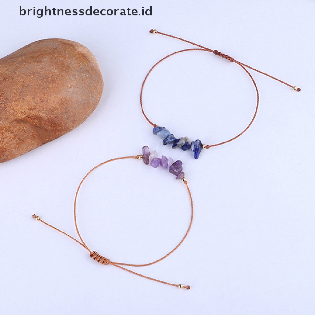 [Birth] Tidak Teratur Alami Kristal Batu Gelang Adjustable Amethysts Chips Beads Bracelets Perhiasan Untuk Wanita Pria [ID]