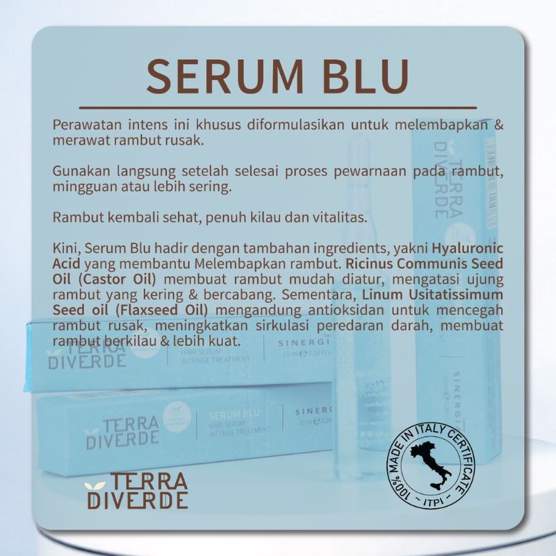 SINERGIA TERRA DIVERDE Serum Blu Seed Oil Hair Serum 10 ML | Blue Vitamin Rambut