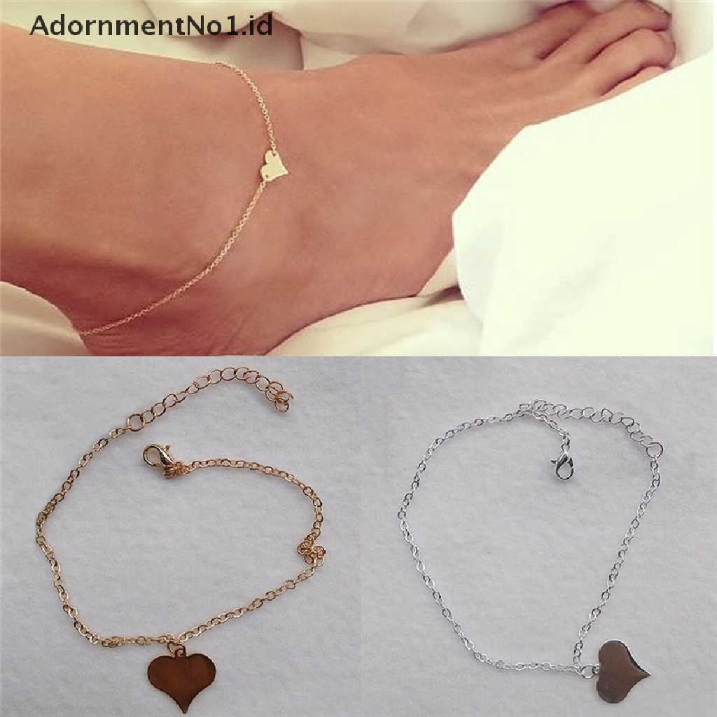 [AdornmentNo1] Sexy Wanita Hati Cinta Rantai Ankle Gelang Kaki Perhiasan Sandal Pantai [ID]