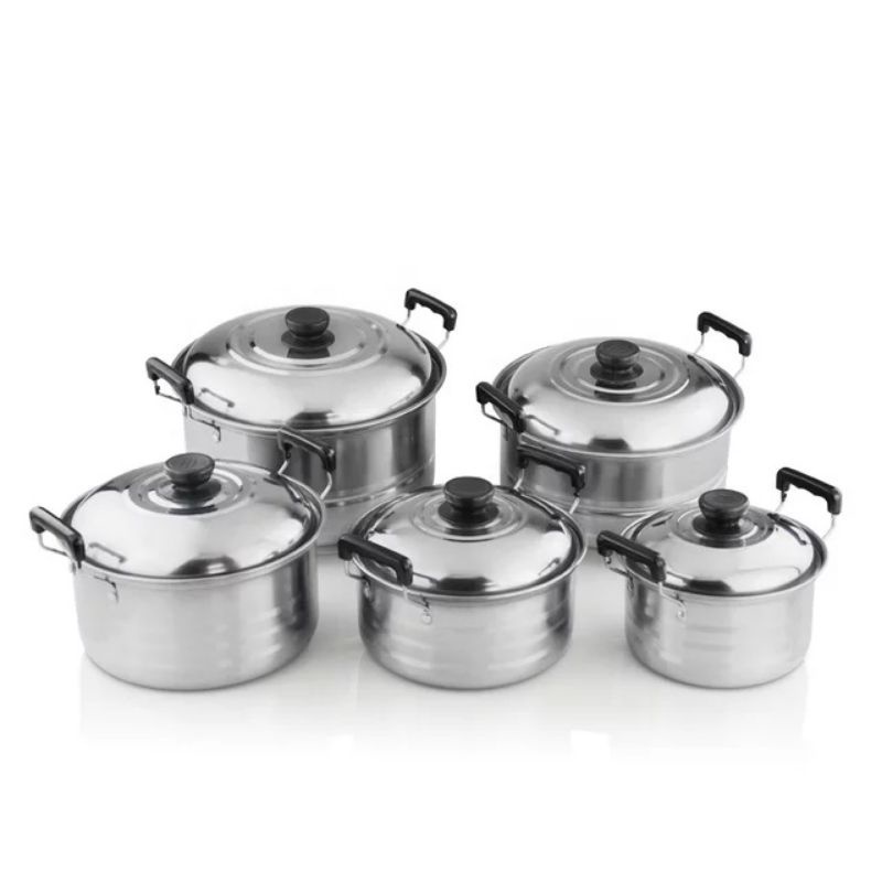 Panci Set Kingko 555 Stainless isi 5 set America High Pots + Steamer