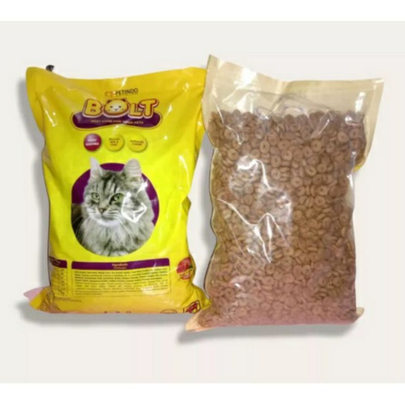 MAKANAN KUCING BOLT RASA TUNA BENTUK DONAT 500 GRAM BLOT KUNING 500 GR